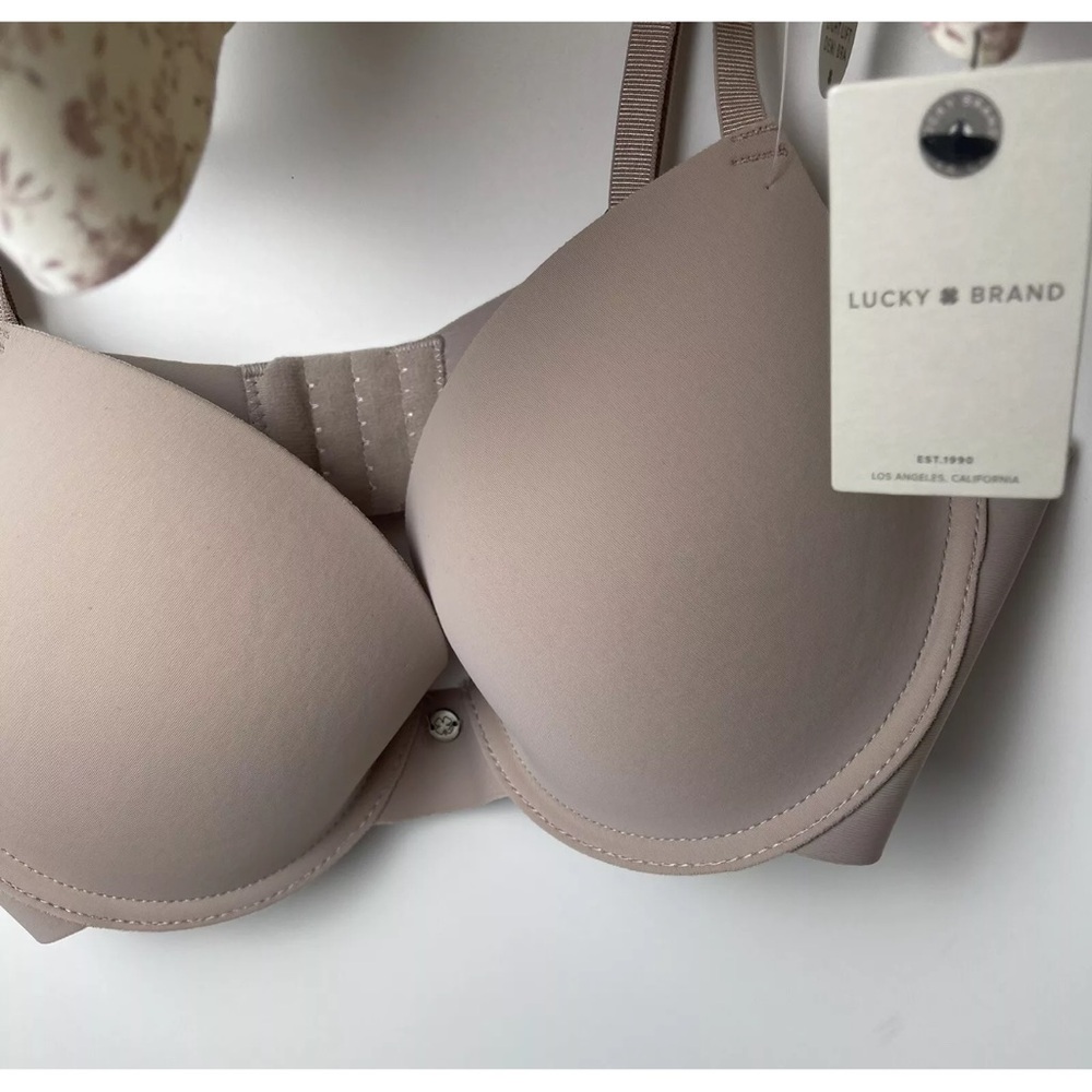 2-PACK LUCKY BRAND UNDERWIRE LIGHT LIFT DEMI WOMEN Light Brown & Floral SET 36C - Picture 7 of 9